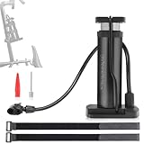 Bike Pump Mini Bicycle Pump Portable Bike Floor Pump Bike Tire Pump Hand Foot Activated Bike Pump with Presta and Schrader Valves Extra Valve and...