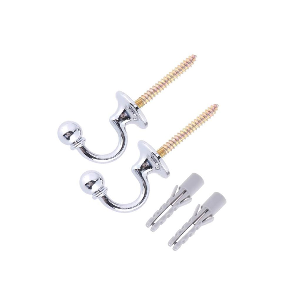 2 Ganci Fermatenda A U Bianco Da Parete In Metallo Per Tende E Accessori, Con Viti, Eleganti E Multiuso