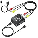 Setuact HDMI to AV Converter, HDMI to RCA Converter, Supports PAL/NTSC for Apple TV, Roku, Fire Stick, Blu-ray, DVD Player, Older TV, Projector, (with Male RCA and HDMI Cables)