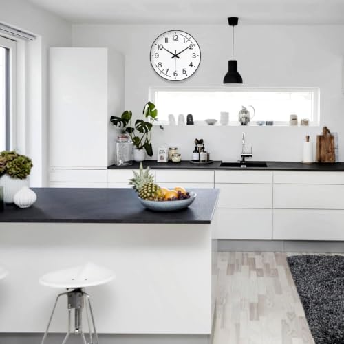 Image of Rylan Plastic Digital Wall Clock 12 inch Silent Quartz Decorative Non-Ticking Classic Clock Battery Operated Round Easy to Read for Room /Home /Kitchen /Bedroom /Office /School (White Black)'