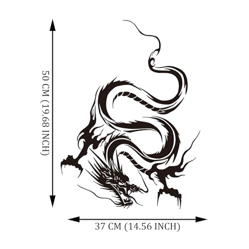 Image of Dragon Graphic Car Hood Sticker Self-Adhesive Vinyl Graphics Decals 19.69'' x 14.57'', Black, Right