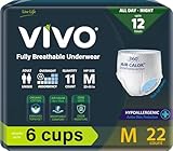 VIVO Organic Cotton Sensitive Skin Overnight Adult Incontinence Pullup Underwear, Women & Men, Medium 22 Count