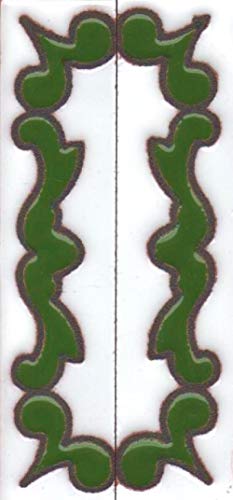 Números y letras de cerámica de casa, verde y blanco, tamaño del azulejo: 10 cm x 5 cm, 2 a 13 marcos de azulejos (juego de extremos)