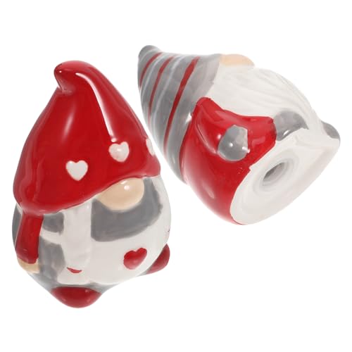 TOYANDONA Barattoli per Spezie in Ceramica a Tenuta Stagna, Set 2 Pezzi Spargisale e Spargipepe Decorativi a Forma di Folletto, Contenitori per Condimenti Compatti per Cucina e Barbecue