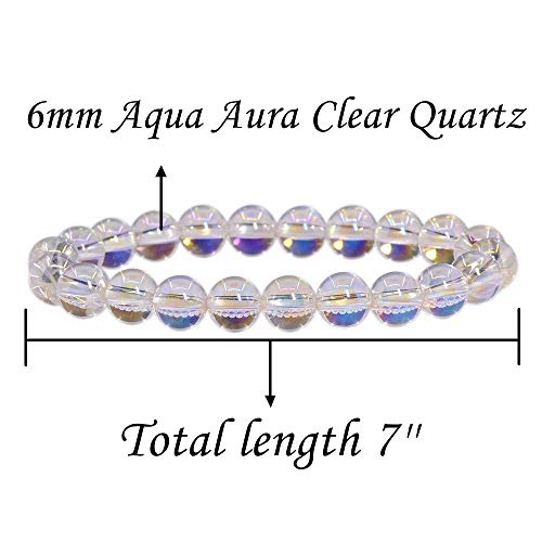 Image of Handmade Gem Semi Precious Gemstone 6mm Round Beads Stretch Bracelet 7 inch Unisex