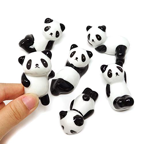 Honbay 6Pcs Cute Ceramic Panda Chopsticks Rest Rack Stand Holder For Chopsticks, Forks, Spoons, Knives, Paint Brushes #TOP3