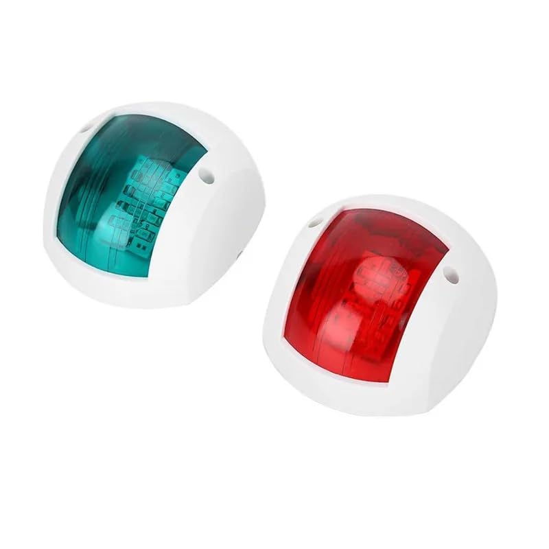 JT-HLM Marine light for dock, pontoon boat led light, LED Navigation Side Bow Lights Plastic House Marine Boat Yacht Red & Green (White)
