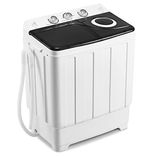 OUTGAVA Portable Washing Machine, 28Lbs Capacity Twin Tub Washer and Dryer Combo, Mini Compact Laundry Machine (18Lbs Washer & 10Lbs Spinner) w/Control Knobs, Built-in Drain Dump & Timer Control, for Home/RV/Dorm/Apartment, Black & White OUTGAVA Portable Washing Machine, 28Lbs Capacity Twin Tub Washer and Dryer Combo, Mini Compact Laundry Machine (18Lbs Washer & 10Lbs Spinner) w/Control Knobs, Built-in Drain Dump & Timer Control, for Home/RV/Dorm/Apartment, Black & White