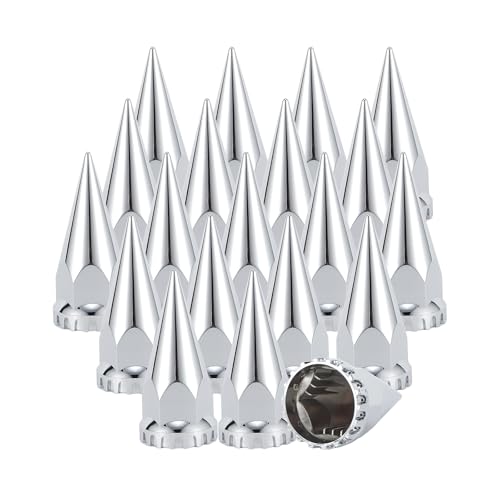 Lug Nut Covers 33mm 4-3/4" Spike Push-on Nut Covers 20 Pack, ABS Chrome Plastic Caps Anti-Rust Lug Nut Cover for Semi Trucks Trailers