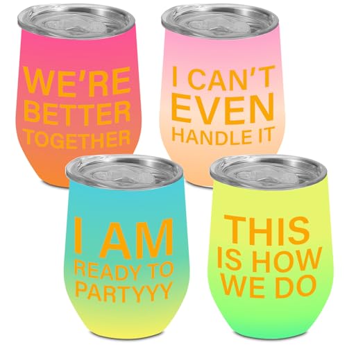 BQXH 4Pcs Girls Trip 12oz Stainless Steel Travel Mugs