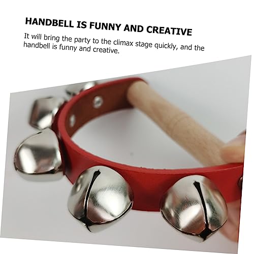 Wakauto 12 Peças Sino Mão Couro Cinco Sinos Brinquedos Música Festa Crianças Brinquedo Chocalho Educ