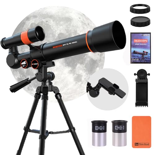 Teleskop dla dzieci, dorosłych, początkujących, teleskop, refraktor, do obserwacji gwiazd, z regulowanym statywem, adapter do telefonu, idealne prezenty astronomiczne dla dzieci