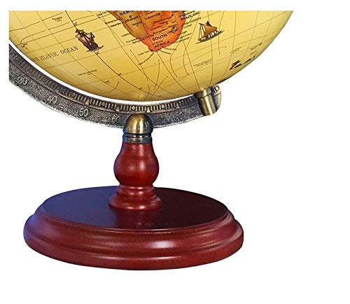 Exerz 10" Antique Globe With A Wood Base - Rotating World Globe - Modern Map in Vintage Colour - Diametre 10 inches