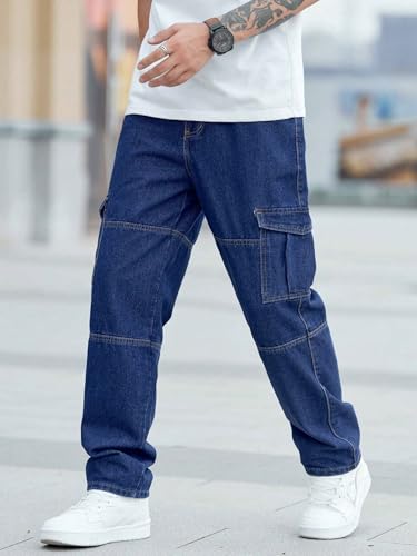 Image of Men Loose Fit Men's Flip Pocket Cargo || Mens Stylish Cotton Loose Fit Denim Jeans || Multi-Pocket Styling || Perfect for Casual Fashion || Comfortable Classic Men's Outerwear (MDJ-3)
