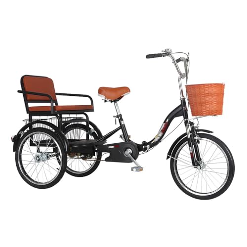 GJYDPU 20 Zoll lastenfahrrad, Faltbar Dreirad für Erwachsene, 200 kg Belastbarkeit, Senioren Fahrrad verstellbare Sitzhöhe, 3-Rad-Cruiser-Fahrrad, für Einkaufen, Picknicks