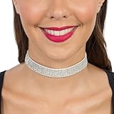 Chaks - Gargantilla de strass para mujer, collar ajustable con brillos, collar ancho como accesorio de fiesta para festivales y carnaval