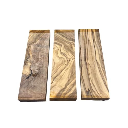 Olivier(Olea europaea) Lot de 3 Paires En Bois D'Olivier, 140x40x6mm, Bois Précieux Tournage Sur Bois, Lutherie, Instruments De Musique, Coutellerie, Manches De Couteaux, Sculpture, Bijouterie