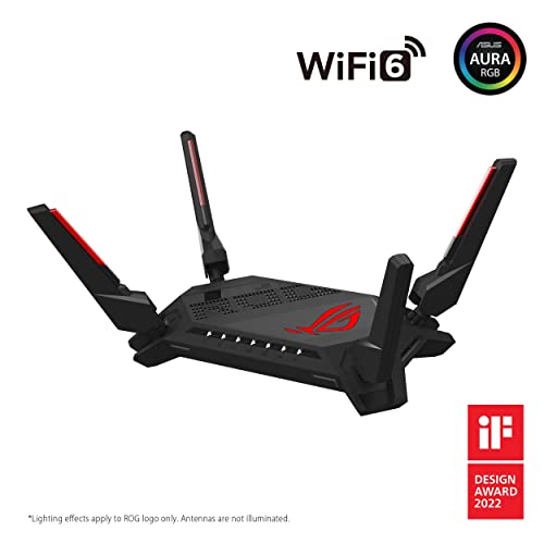 Asus Rog Rapture Wifi 6 Ax Gaming Router (Gt-Ax6000) - Dual Band 2.5G Wan/Lan Ports, Quad-Core 2.0Ghz Cpu, Triple-Level Game Acceleration, Aimesh Compatible, Lifetime Internet Security, Instant Guard #TOP1