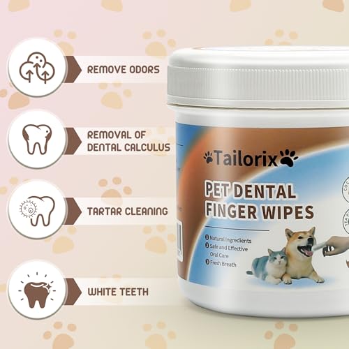 Image of ThinkPet TAILORIX Pet Cleaning Finger Wipes for Dogs & Cats - Hypoallergenic Wipes for Mouth, Ears, Eyes & Paws, Gentle Multi-Area Care for All Ages, Fresh & Easy Grooming at Home or Travel, 50pcs