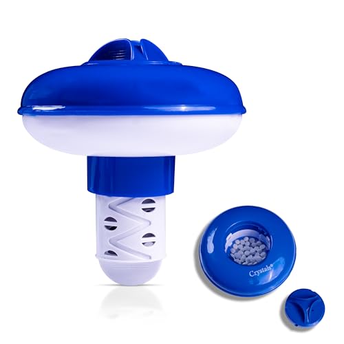 Crystals Floating Chlorine Dispenser for Swimming Pool Spa & Hot Tub Adjustable Swim Floater for Sanitizing Water Easy Chemical Distribution & Maintenance