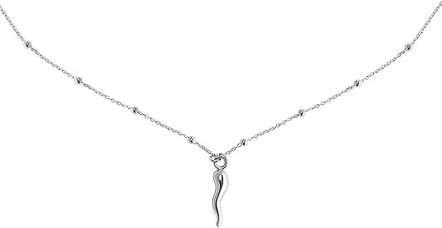 Miniatura 4 de FRONAY - Collar de cuerno rojo italiano, chapado en oro de 14 quilates, colgante de cornicello de buena suerte