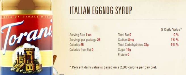 Torani Italian Eggnog Syrup 750mL