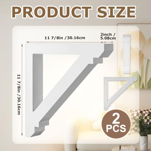Image of Briwooody 2 Pcs Unfinished Paintable Corbels, 2 W x 11 7 /8 D x 11 7 /8 in H
