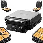 Steinborg® 2-in-1 Waffeleisen & Sandwichmaker Belgische Waffeln – Elektrisches Waffeleisen mit Touch Panel & LED-Display, Antihaftplatten abnehmbar & spülmaschinengeeignet, für Waffeln & Sandwiches