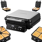 Steinborg® 2-in-1 Waffeleisen & Sandwichmaker Belgische Waffeln – Elektrisches Waffeleisen mit Touch Panel & LED-Display, Antihaftplatten abnehmbar & spülmaschinengeeignet, für Waffeln & Sandwiches