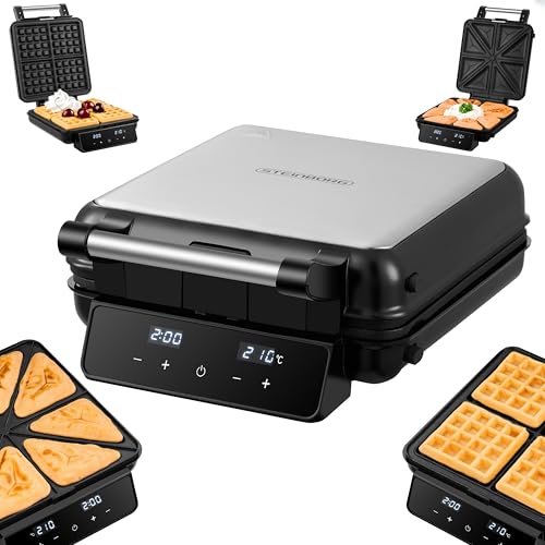 Steinborg 2-in-1 Waffeleisen & Sandwichmaker – Mit abnehmbaren Platten
