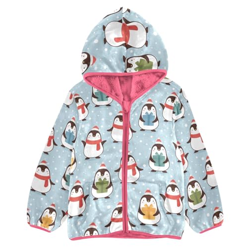 OTVEE Cartoon Christmas Penguin Kids Hoodie Jacket Fall Spring Full Zip Warm Outwear Coat
