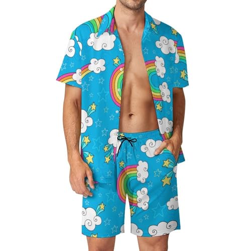 Chemise Hawaïenne Homme Arc-en-Ciel sans repassage pour tenue de plage rapide