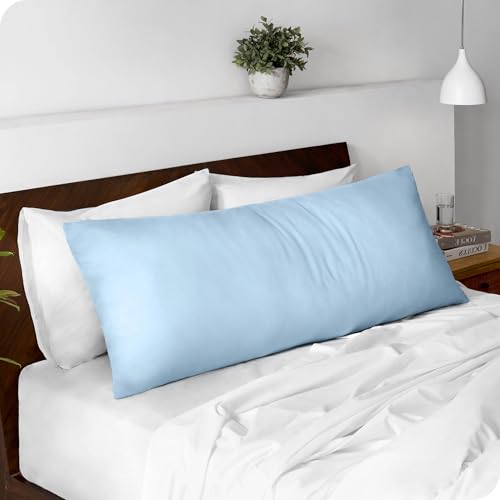 Bare Home Microfiber Body Pillow Cover - Ultra Soft - Cooling Body Pillow Case - Double Brushed - Body Pillowcase with Zipper Closure - Easy Care (21"x54" Body Pillow Cover, Light Blue)