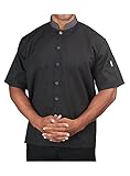 KNG Short Sleeve Lightweight Poplin Cook Shirt, Black with Slate Accent, L