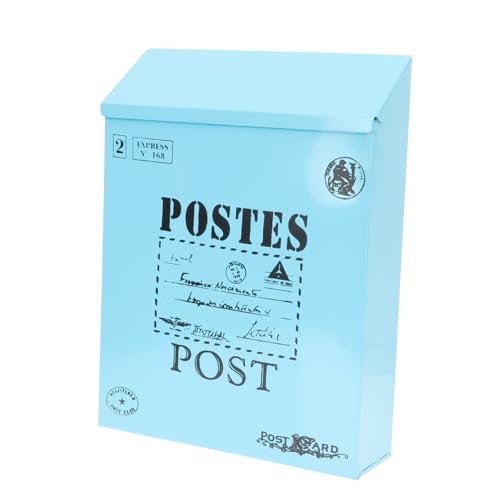 BESTonZON Pastoral Style Mailbox Wall Mount Lock Iron Letter Box for Garden Vintage Mailbox Lockable Box Lid