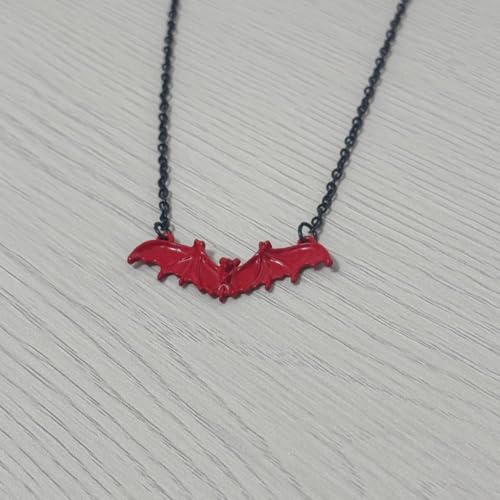 Spiritrain Gothic Bat Pendant Necklace for Men Women Punk Cool Black Animal Wings Flying Neck Chain Choker Necklace for Funny Vintage Halloween Party Fashion Jewelry Gifts3