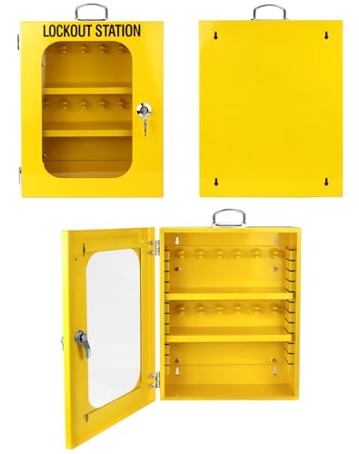 QWORK Armário de identificação de bloqueio, armário de estação de loto resistente com porta e trava