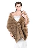 Aukmla Faux Fur Shawl Wedding Fur Wraps and Shawls Bridal Fur Stole Winter Cape Shrug for Brides and...