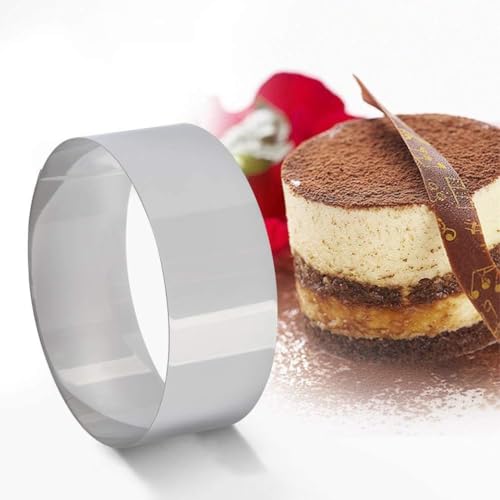 Uncle Jack 4 Pieces Round Cake Ring Molds, Stainless Steel Cake Ring Mold with Pusher, for Kitchen Tools, Baking Pastry, Mousse (Include 4 Rings and 2 Pushers)