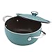 Rachael Ray Cucina Nonstick Dish/Casserole Pan with Lid, 4.5 Quart, Agave Blue