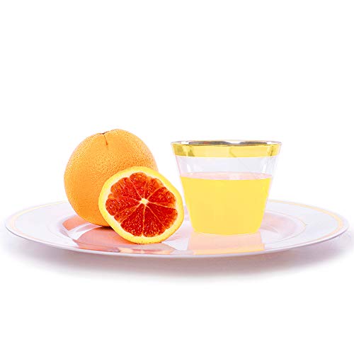 100 Pcs Clear Plastic Cups With Gold Rim, Premium 9 Oz Disposable Plastic Party Cups, Hard Plastic Drinking Cups For Party And Wedding #TOP4