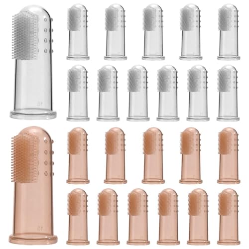 YSJCHEBS 24 Cepillos De Dientes Para Dedos De Bebé, Transparentes Y Marrones, Silicona Suave, Cuidado Bucal Para Bebés