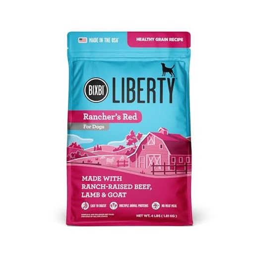 BIXBI Liberty Ancient Grains Dry Dog Food, Rancher’s Red Recipe – Fresh Meat, High Protein, Wholesome Grains – USA Made, 4 lbs