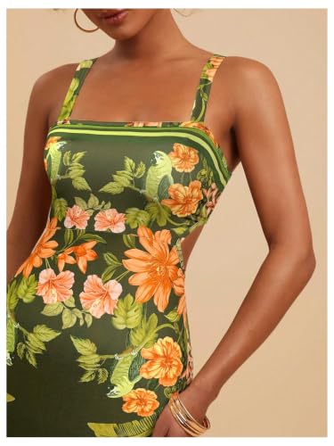 Image of Floerns Women's Tropical Bow Tie Back Long Dress Sleeveless Maxi Dress | Hawaiian Resort Wear, Coastal Vacation, Beach Wedding Guest, Side Slit, Spring Break Outfits