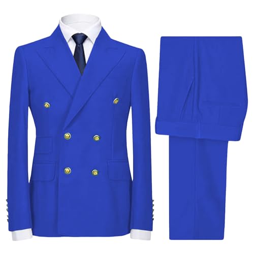 Costume 2 pièces homme à double boutonnage veste habillée bleu marine haut de gamme