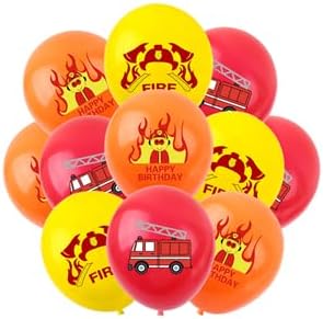 Miniatura 7 de Suministros para fiesta de cumpleaños de bomberos, decoraciones de fiesta de camión de bomberos, globo de bomberos número 3, globo de camión de
