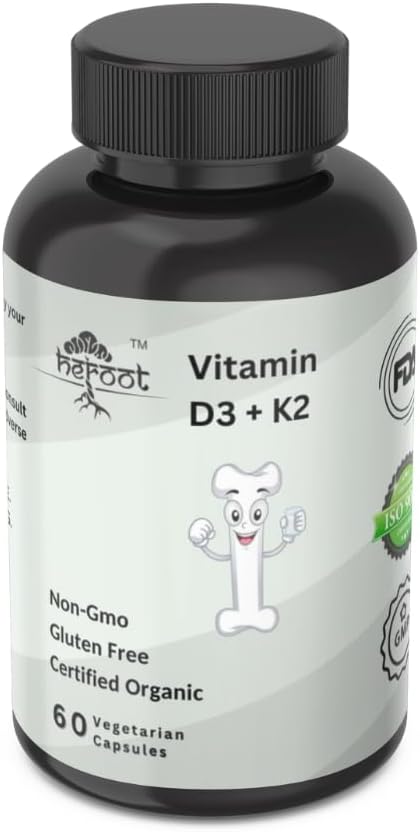 Vitamin K2 (MK7) with D3 Extra Strength Supplement Non-GMO Formula 5000IU (125 mcg) Vitamin D3 & 90 mcg Vitamin K2 MK-7 Easy to Swallow Vitamin D & K Complex (120 Capsules)