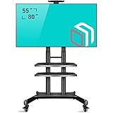 ONKRON Carro TV Soporte Móvil de Piso Pantallas LCD, LED, QLED de 55" - 80" de hasta 90,9 kg - TS18-81 Pie TV, Base TV
