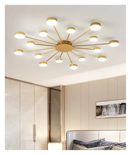 Lustre moderne LED 12 branches doré plafonnier chic pour grand salon