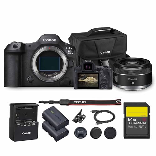 Canon EOS R5 Mark II �~���[���X�J���� | 45MP �t���t���[���Z���T�[ 8K�r�f�I�^�� | ���x��IBIS�I�[�g�t�H�[�J�X �v���t�F�b�V���i���N���G�C�^�[�p (6536C002) + Canon RF 50mm f/1.8 STM��